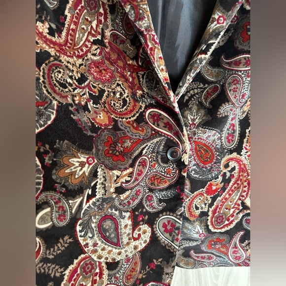 Talbots Blazer Velvet Jacket Size 14 Paisley Lined Cotton Silk 1 Button Vintage - Picture 3 of 8